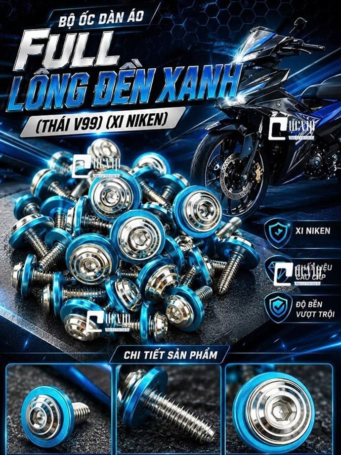 [FULL LĐ XANH] [THÁI V99] FULL Ốc Dàn Áo [Xi NIKEN] AB Dr LCV8 Xipo Fu Si Wave SH Vario Ex Win Raider Jupiter Vision Scoopy