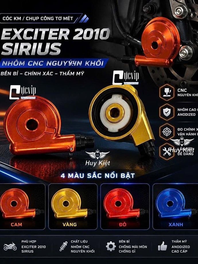 [Cóc KM] Chụp Cóc Công Tơ Mét [Nhôm CNC Nguyên Khối] Ex 2005 - 2010, Jupiter Xăng Cơ, Sirius Xăng Cơ MS6940