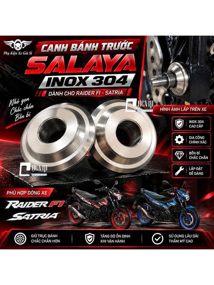 Combo 2 Cục Canh Bánh Trước Salaya Inox 304 Gắn Raider Fi, Satria, Hàng Chuẩn Không Gỉ Sét MS7027
