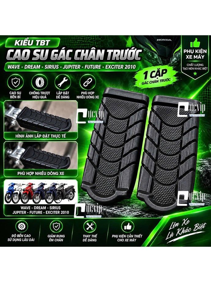 [Kiểu TBT] Cao Su Gác Chân Trước (1 Cặp) Wave, Dream, Sirius, Jupiter, Future, Exciter 2010 MS7037