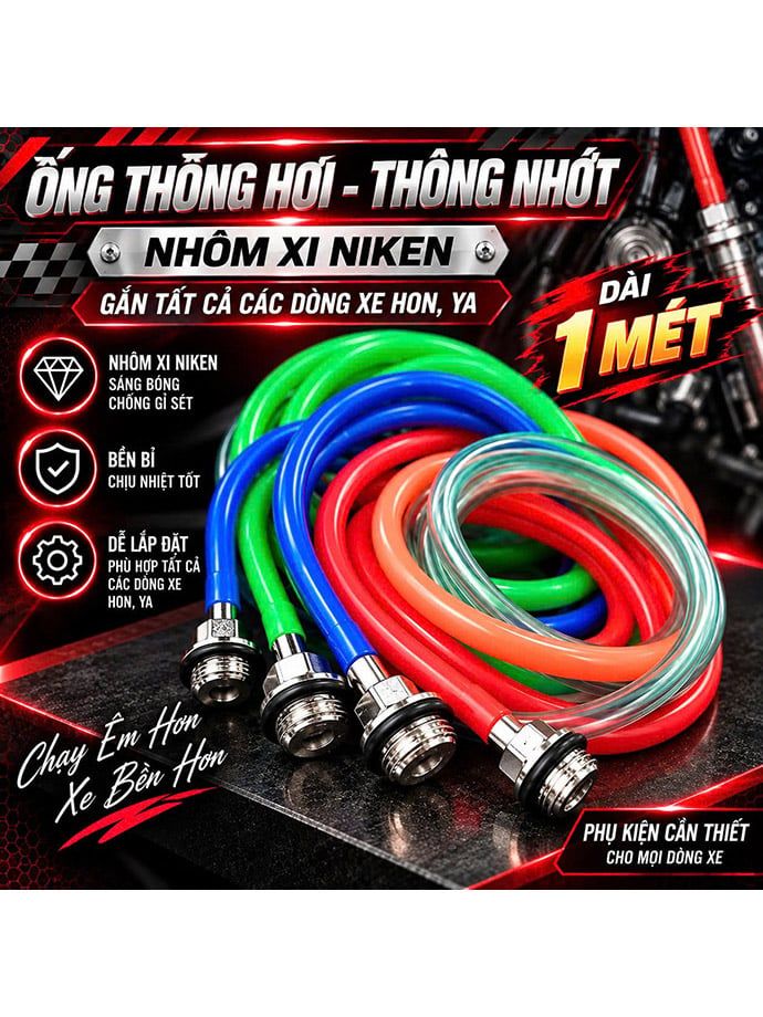 [Nhôm Xi NiKen] [Dài 1 Mét] Ống Thông Hơi, Thông Nhớt Gắn Tất Cả Các Dòng Xe Hon, Ya