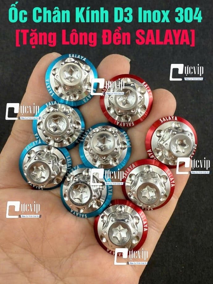 Ốc Chân Kính (Gương) Bông D3 Inox 304 [Tặng Lông Đền SALAYA] Gắn Wave, Dr, Fu, AB, Vario, PCX, Vision, SH, SH Mode, Lead, Sonic, Win, Ex, Si, NVX, Yaz (Giá 1 Ốc) MS6785