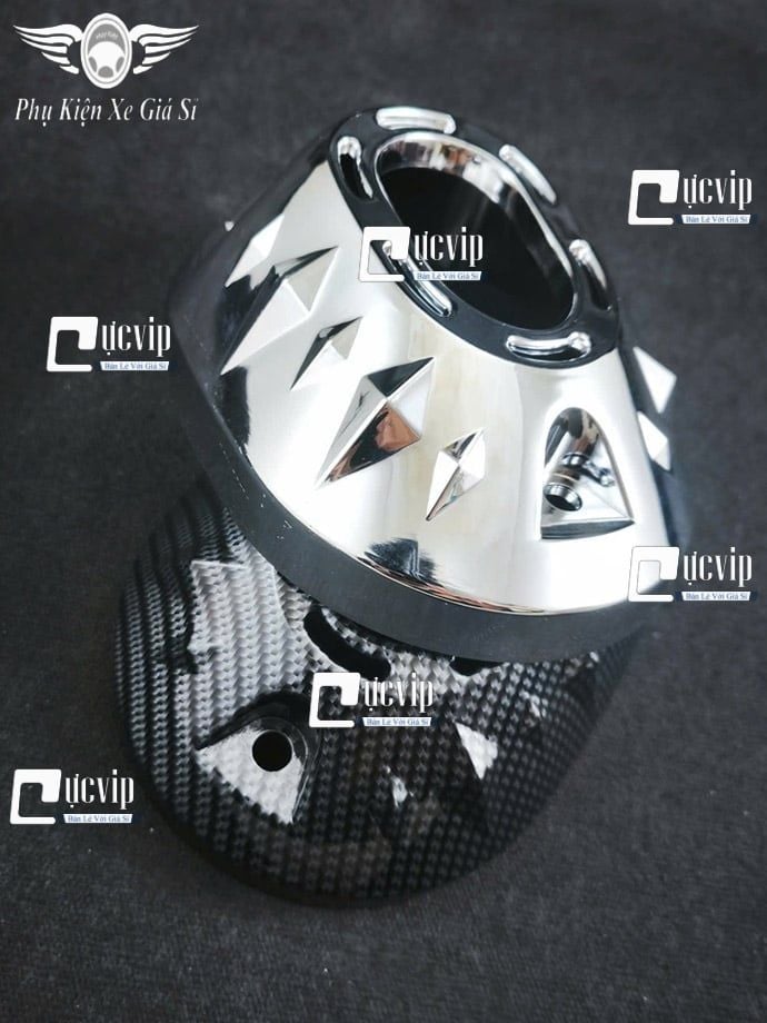 Ốp Chụp Đích Pô (Ốp Đuôi Pô) Vario 160cc, PCX 160cc Xi Niken, Sơn Carbon MS6920