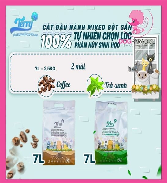 Cát đậu nành mix bột sắn Terry mixed cat litter 7L