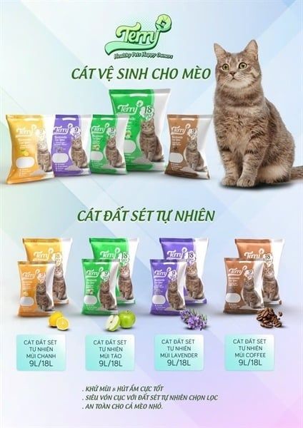 Cát vệ sinh Terry Bentonite cat litter cho mèo đủ mùi 9L