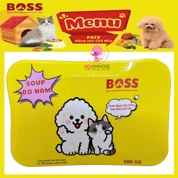 Pate súp bò hầm dành cho chó mèo THE BOSS