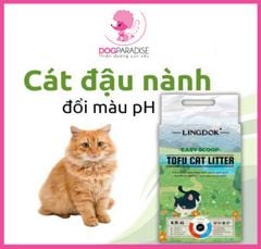 Cát vệ sinh cho mèo Lingdok 6L làm từ bã đậu nành đổi màu pH
