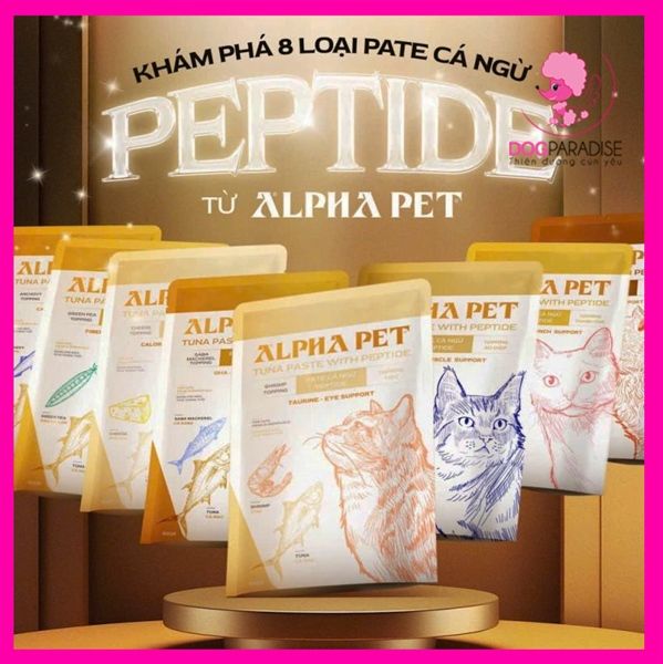 Pate cho mèo cá ngừ Peptide Alpha Pet với 8 topping