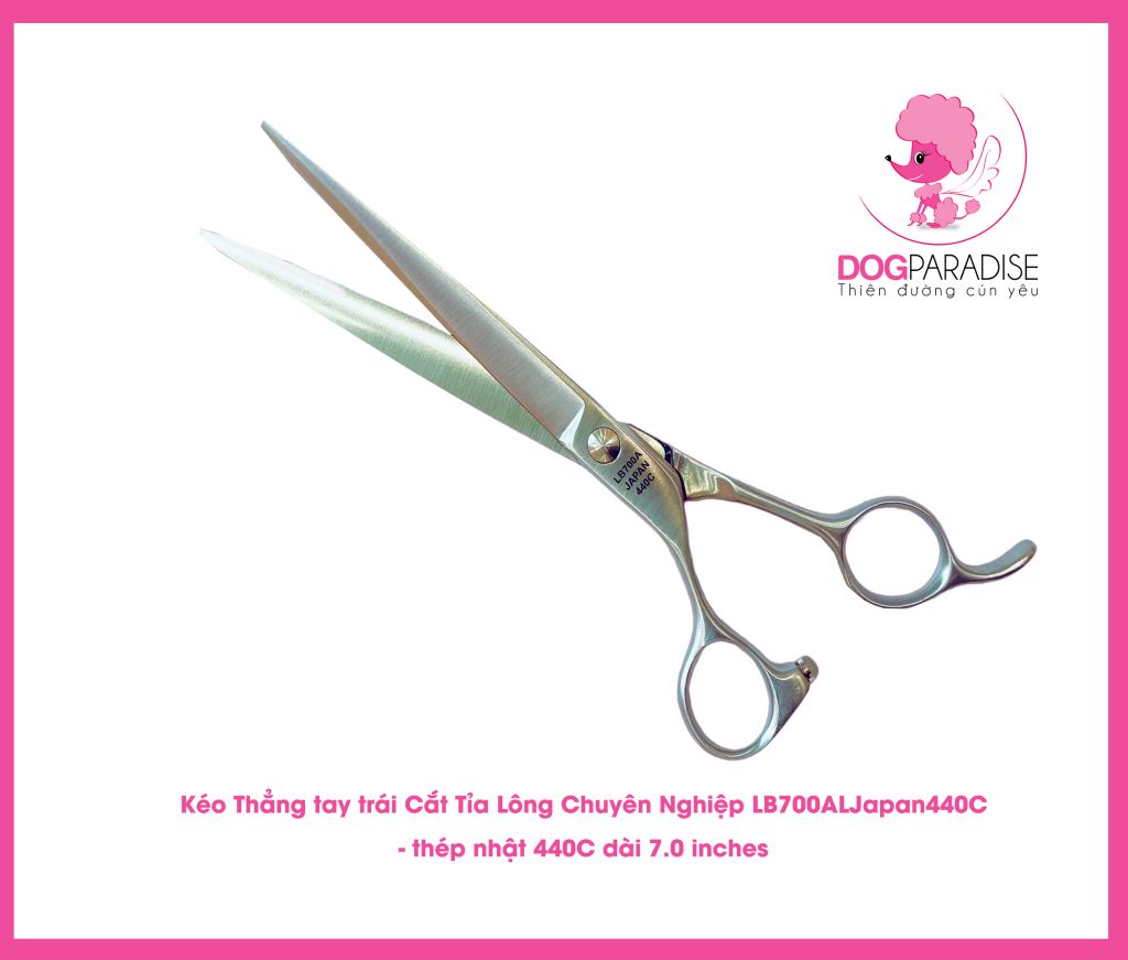 Kéo thẳng tay trái cắt tỉa lông chuyên nghiệp - LB-700AL-JAPAN440C - 7.0 inches thép Nhật 440C - Left Straight Scissor 7.0