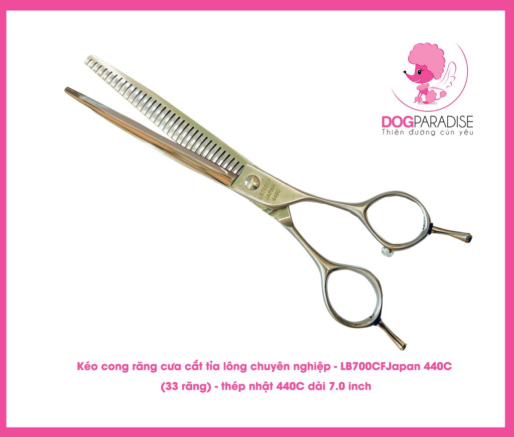 Kéo cong răng cưa cắt tỉa lông chuyên nghiệp -LB-700CF-Japan 440C -7.0 inch thép Nhật 440 (33 răng) - Curved Chunker Scissor 7.0