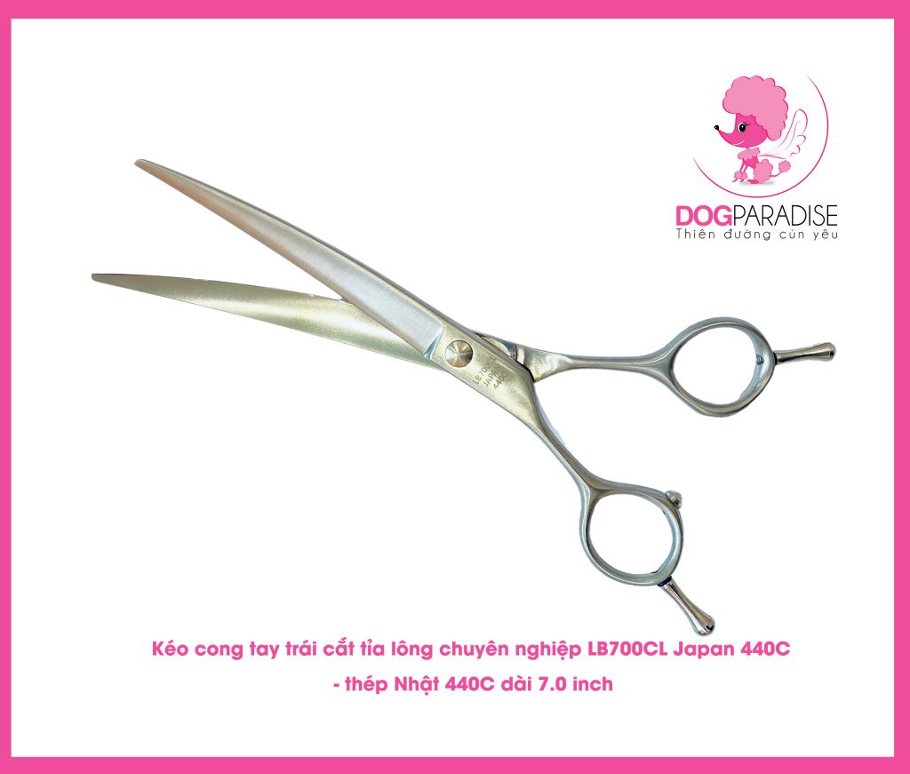 Kéo Cong Tay trái Cắt Tỉa Lông Chuyên Nghiệp - LB700CL-Japan440C - 7.0 inches thép nhật 440C - Left Curved Scissor 7.0