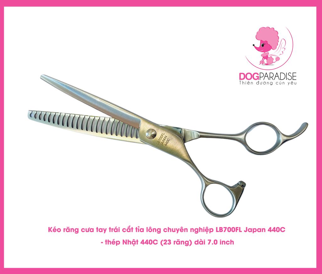 Kéo răng cưa tay trái cắt tỉa lông chuyên nghiệp 7 inch - LB-700FL-Japan 440C-thép Nhật 440C (23 răng) - Left Chunker Scissor 7.0