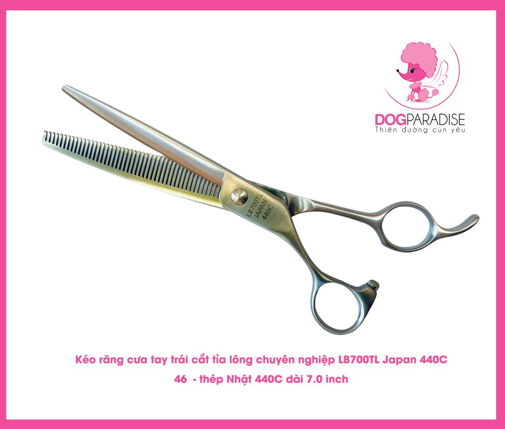 Kéo răng cưa tay trái cắt tỉa lông chuyên nghiệp 7 inch - LB-700TL-Japan 440C-thép Nhật 440C (46 răng) - Left Thinning Scissor 7.0