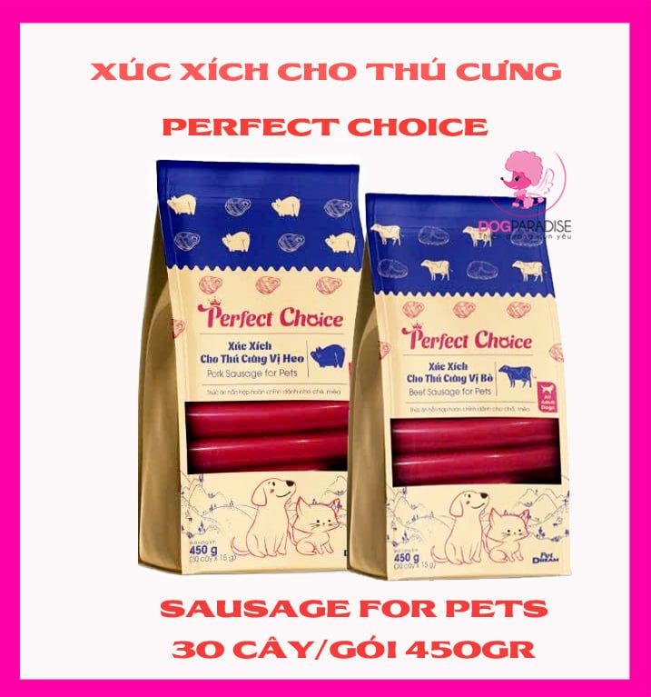 Xúc xích cho thú cưng nhiều vị Perfect Choice 30 cây/túi