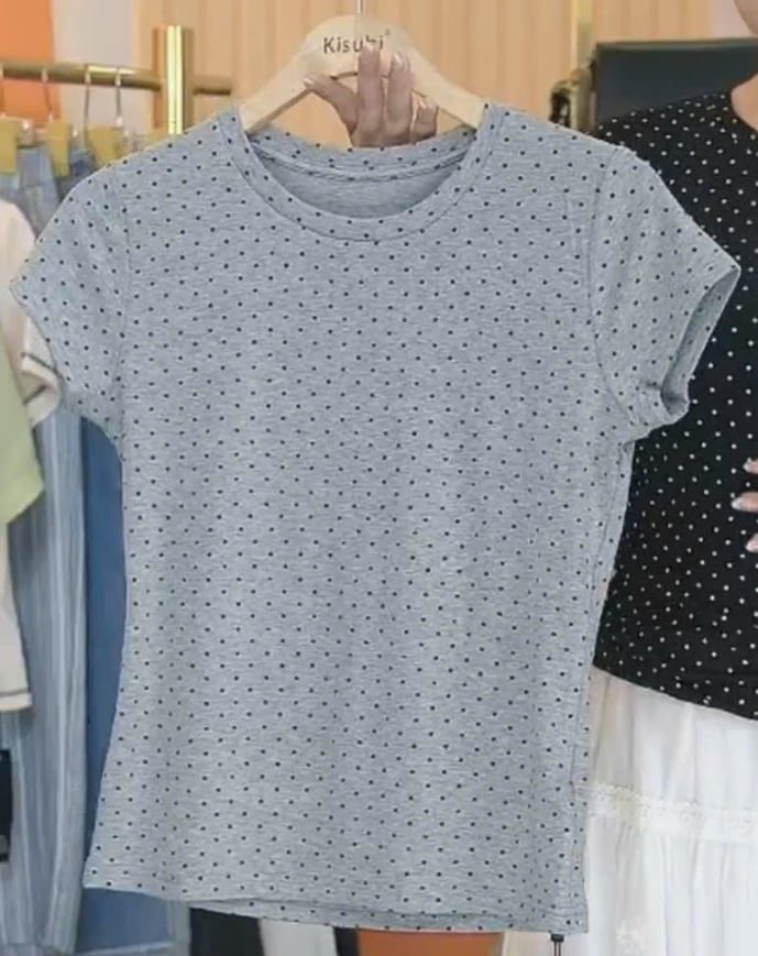  AT46-Áo Thun Lụa Chấm Bi 