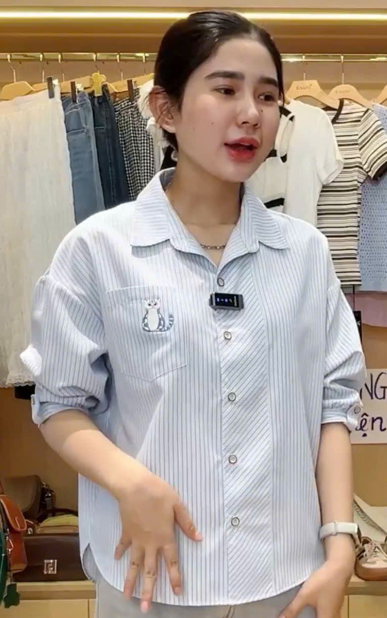  A664-Áo Sơ Mi Sọc Tay Lỡ 