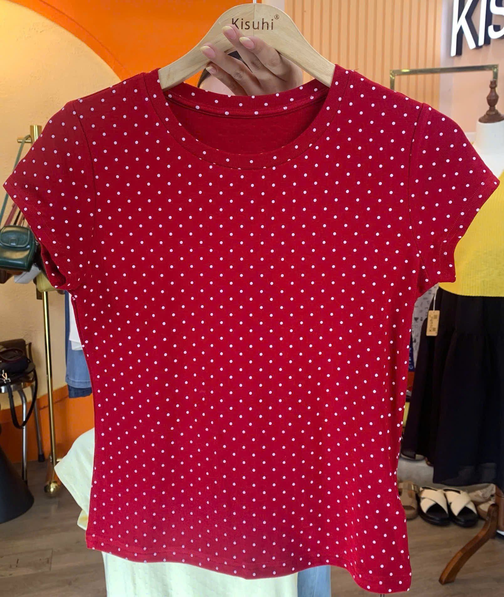  AT46-Áo Thun Lụa Chấm Bi 