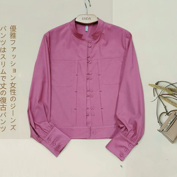  A730-Áo Sơ mi Khoác Ngắn Cổ Đứng 