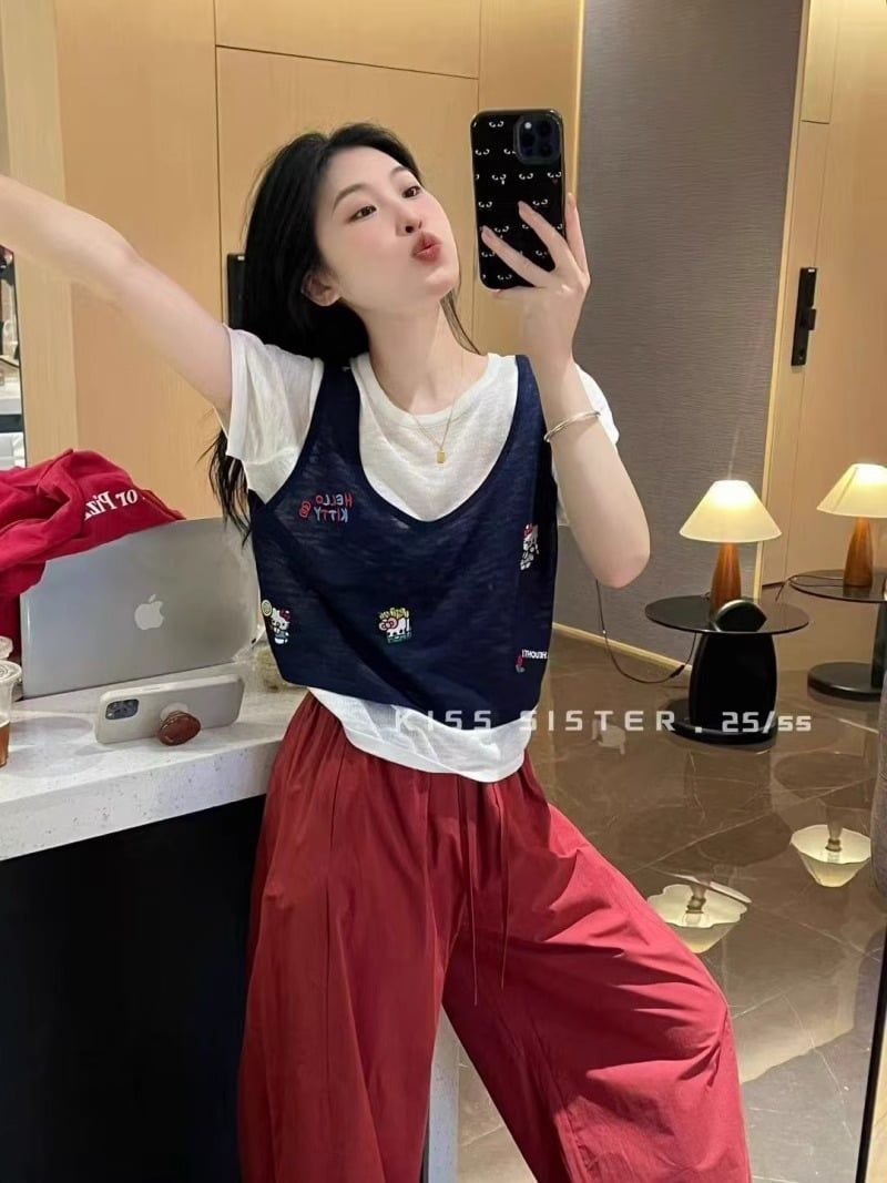  A671-Áo Len Lụa Hai Phần ĐiểmThêu 