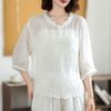 A689-Áo Ramie Thêu Thanh Lịch Cổ Điển