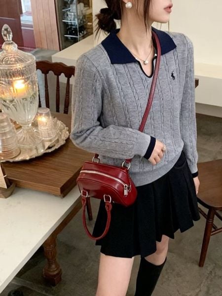  A735-Áo Len Dệt Kim Dài Tay Nghệ Thuật Mua Thu Hàn Quốc 