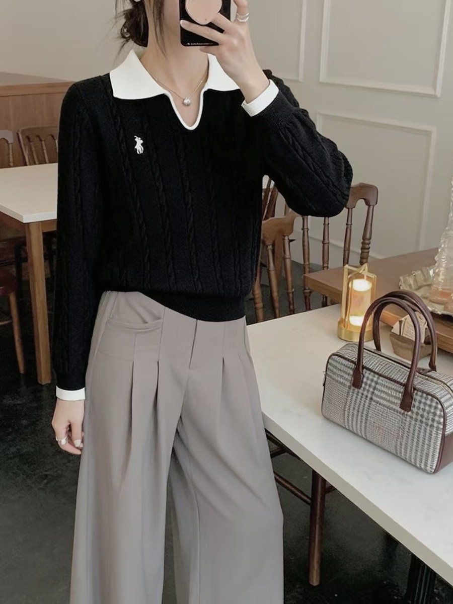  A735-Áo Len Dệt Kim Dài Tay Nghệ Thuật Mua Thu Hàn Quốc 