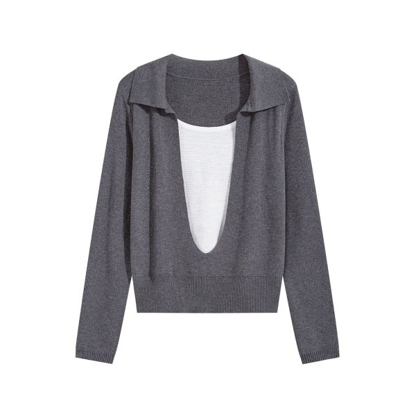  A740-Áo Len Dệt Kim Hai Mảnh Có Cổ Mùa Thu Hàn Quốc 