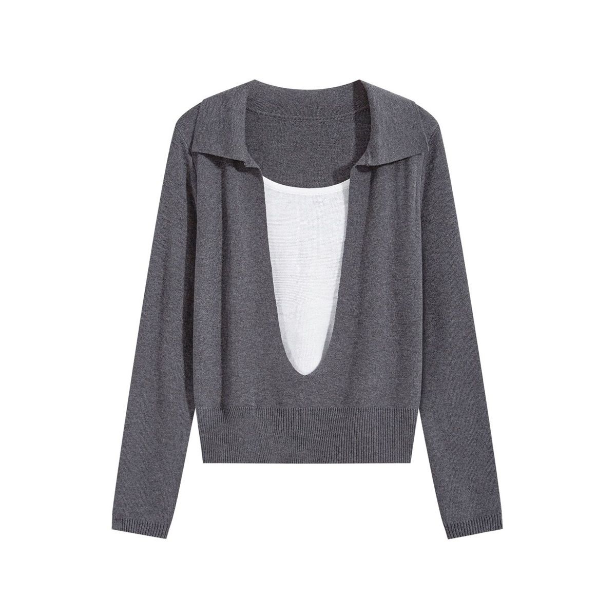  A740-Áo Len Dệt Kim Hai Mảnh Có Cổ Mùa Thu Hàn Quốc 