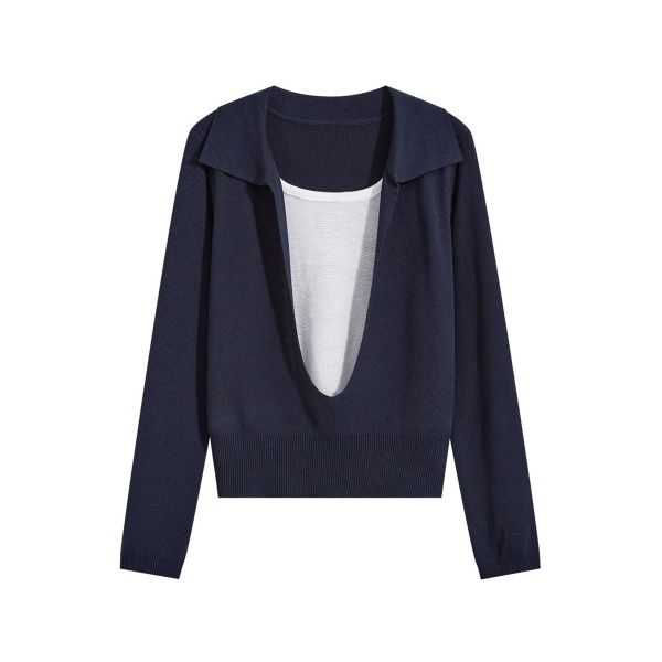  A740-Áo Len Dệt Kim Hai Mảnh Có Cổ Mùa Thu Hàn Quốc 