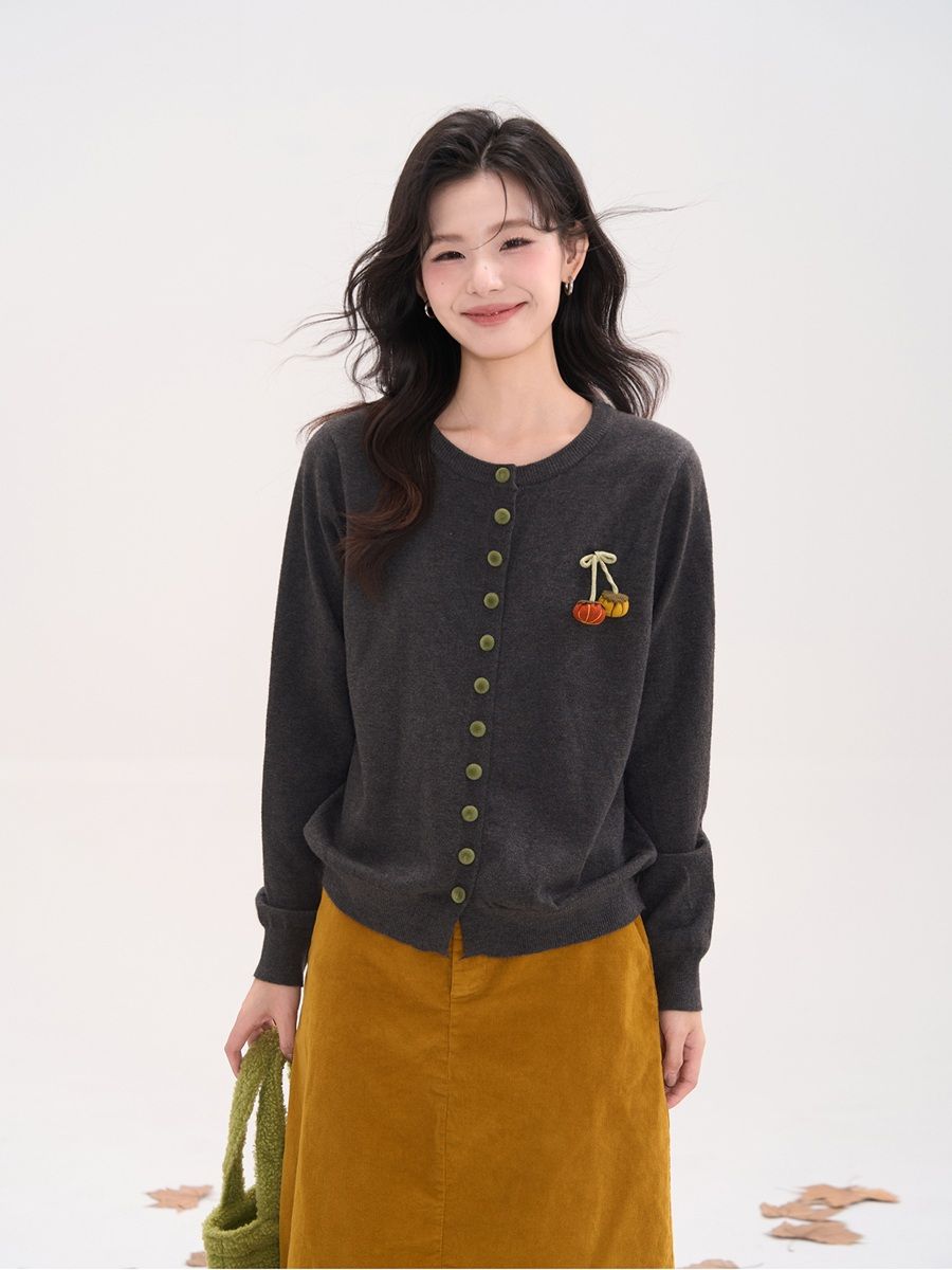  A741-Áo Len Dệt Kim Cardigan Bí Ngô Mùa Thu Hàn Quốc 