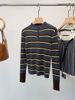  A746-Áo Len Dệt Kim Cổ Đứng Kẻ Sọc Dài Tay Hàn Quốc 