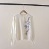  A752-Áo Len Dệt Kim Cardigan Thêu Hoa Lá Mùa Thu 