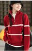  A763-Áo Len Dệt Kim Kẻ Sọc Kéo Khóa Nửa Thân  Mùa Thu 
