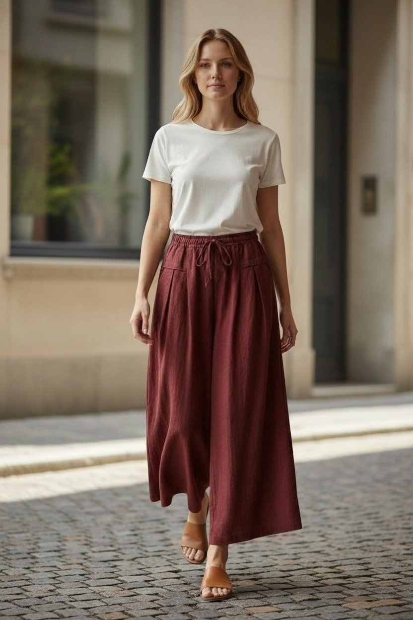  Q352- Quần Lụa  Tencel Brocade Ống Rộng 