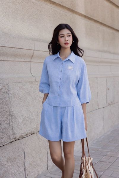  A537- Áo Sơ Mi Linen Lụa Tay Xếp Ly 