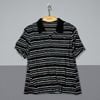  AT38-Áo Thun Sọc Phối Cổ Đen Xẻ V 