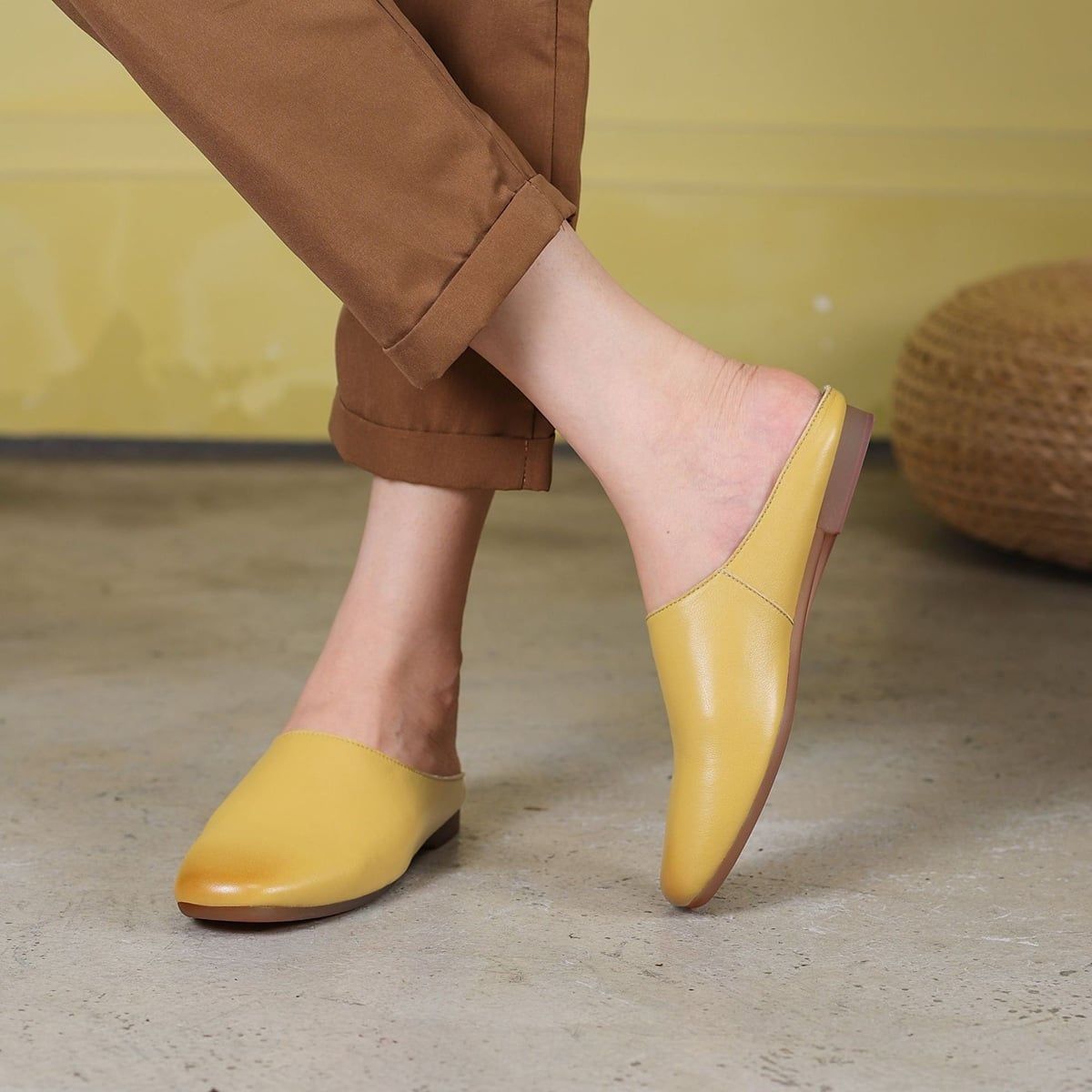  G192-Giày Dép Da Thật Che Mũi Êm Mát 