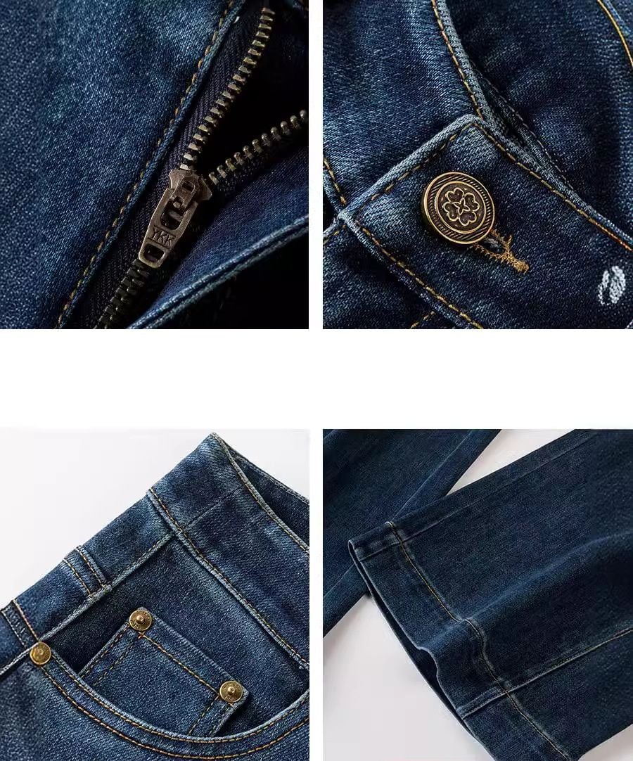  Q297-Quần Jeans Ống Suông Sườn Cách Điệu Lai Kiểu 
