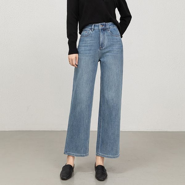  Q358-Quần Jeans Ống Đứng Co Dãn 4 Chiều 9 Tấc 