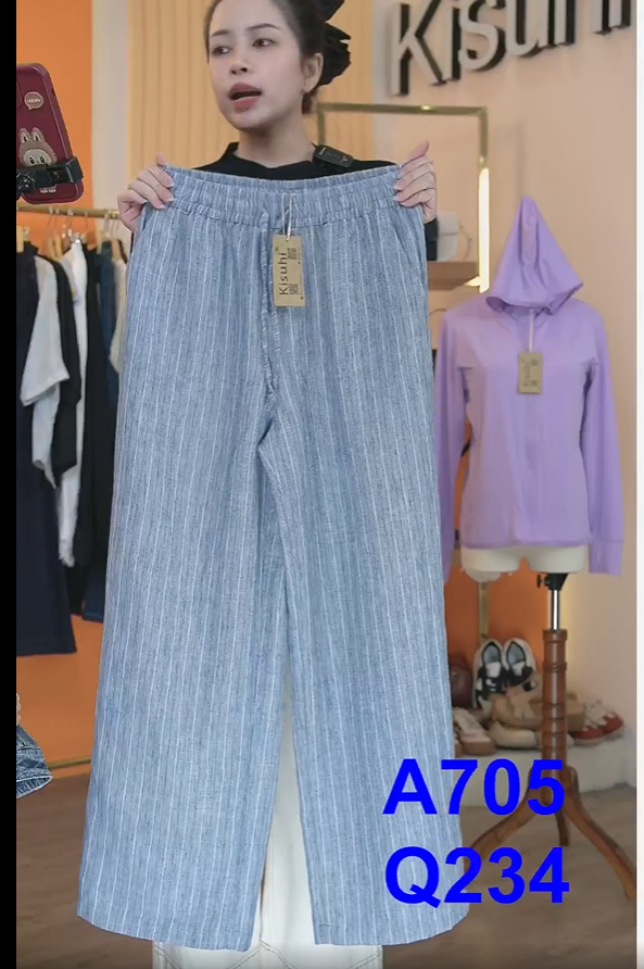  Q305- Quần Suông Sọc Dây Rút 