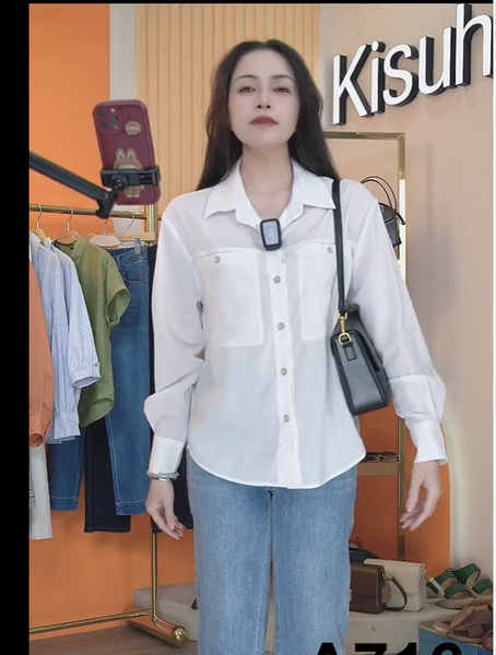  A716-Áo Sơ Mi Linen Tencel Tay Dài 