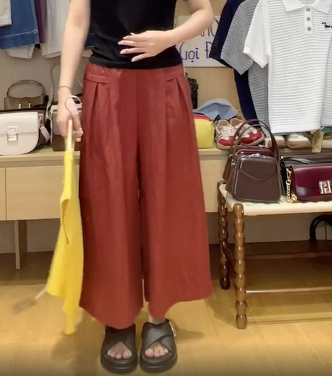  Q352- Quần Lụa  Tencel Brocade Ống Rộng 