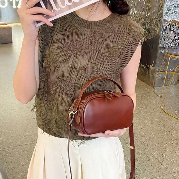  TX153-Túi Xách Da Thật Oval Tiện Dụng 