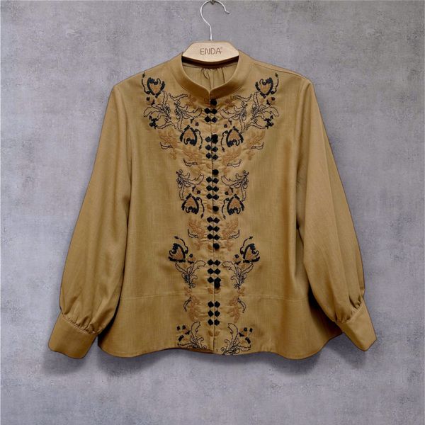  A698- Áo Linen Lụa Mềm Mại Thêu Họa Tiết 