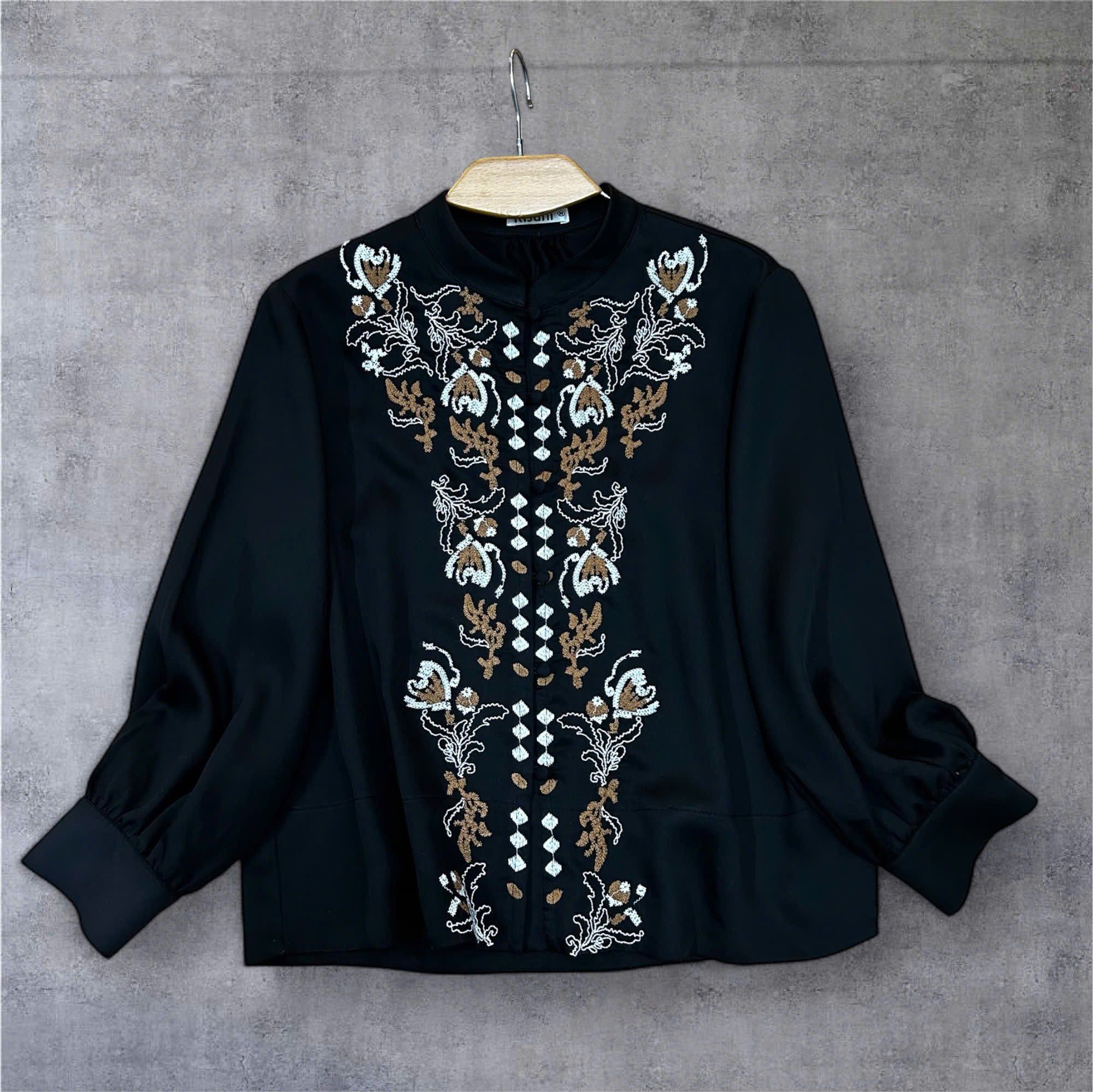  A698- Áo Linen Lụa Mềm Mại Thêu Họa Tiết 