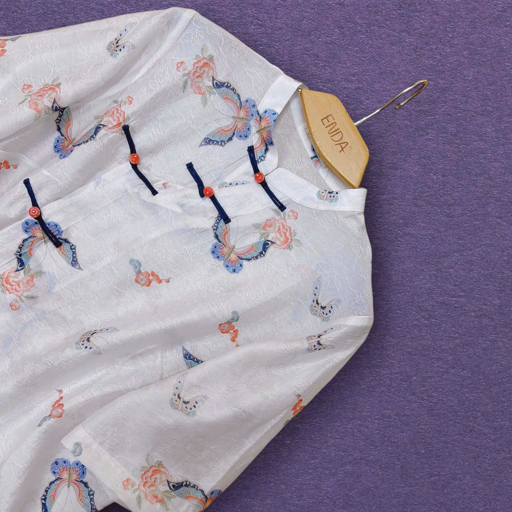  A621- Áo Tencel Jacquard  hình bướm 