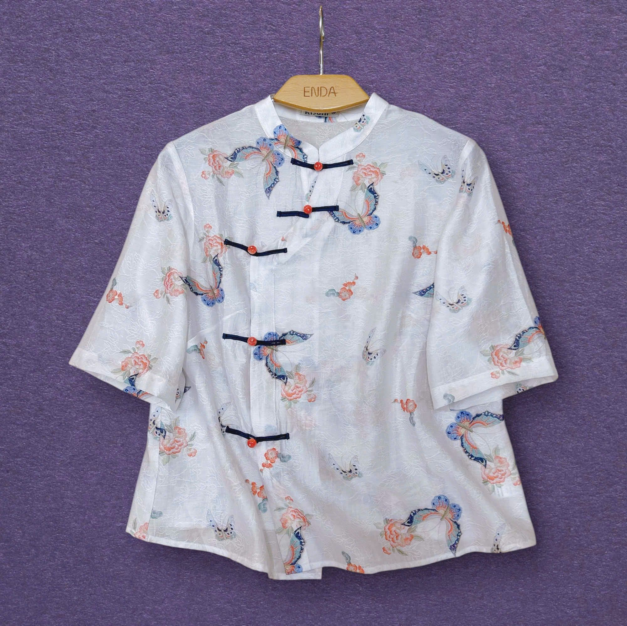  A621- Áo Tencel Jacquard  hình bướm 