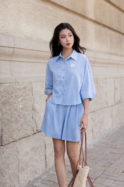  A537- Áo Sơ Mi Linen Lụa Tay Xếp Ly 