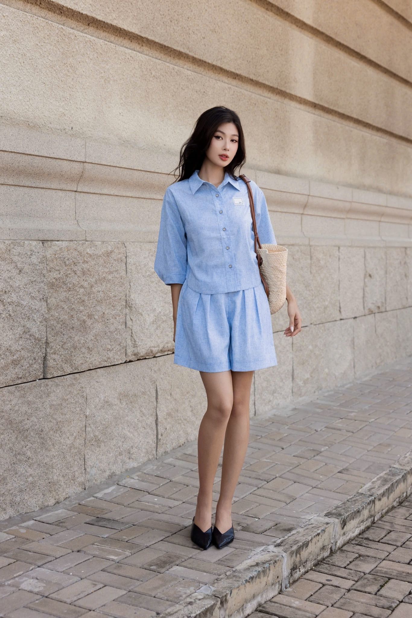  A537- Áo Sơ Mi Linen Lụa Tay Xếp Ly 