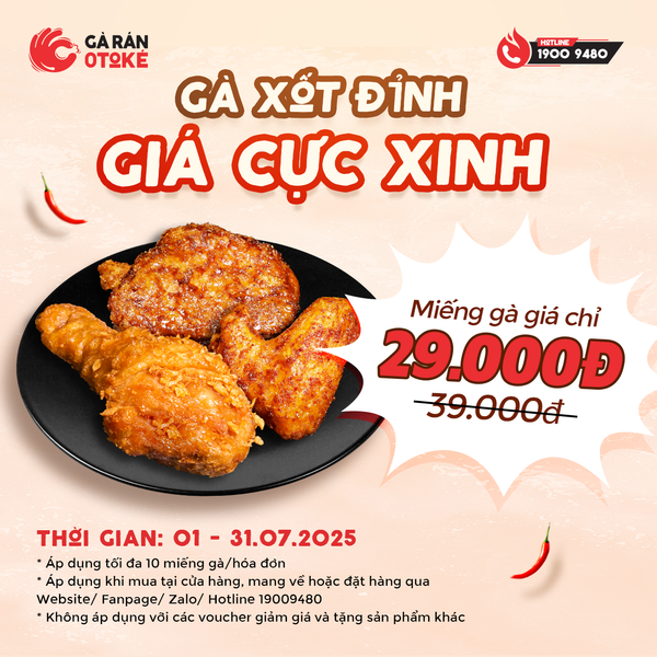  ƯU ĐÃI MIẾNG GÀ PHỦ XỐT 29K 